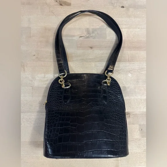 Saks Fifth Avenue Black Croc-Embossed top grain calf leather Crossbody Bag - Picture 11 of 14